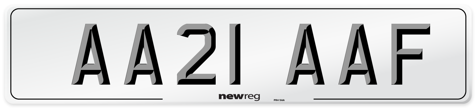 AA21 AAF Number Plate from New Reg